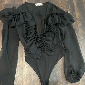 Elegant Black Ruffled Women's Top